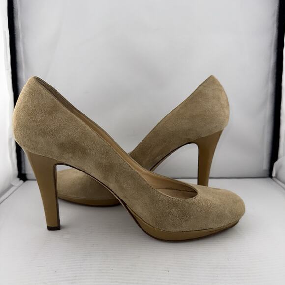 Kate Spade New York Round Toe Pump 3.5” Heels Beige‎ Suede 8B Made In Italy - Picture 4 of 13
